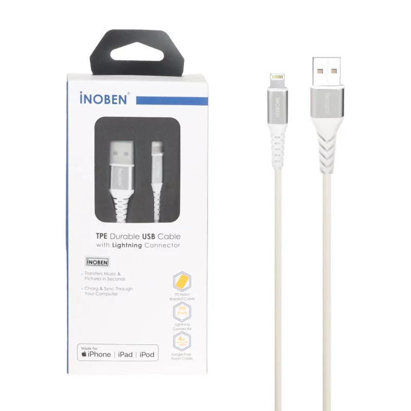 کابل شارژ آیفون iNOBEN مدل INB 20101 - سفید - تصویر 2
