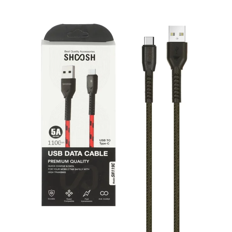 کابل شارژ کنفی 1.1 متری فست Shoosh Type-C مدل SH119C - سبز تیره - SMO - تصویر 2
