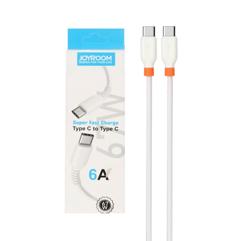 کابل شارژ فست JoyRoom Type-C To Type-C 67W - سفید- BSA - تصویر 2