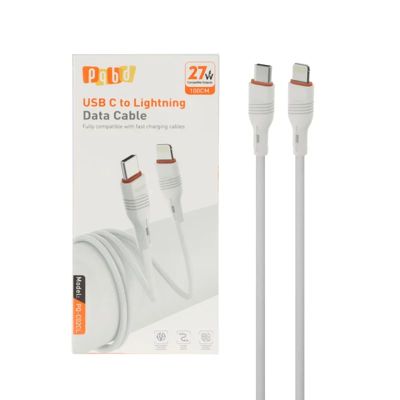 کابل شارژ فست pqbd Type-C To Lightning مدل PQ-C02CL 27W - سفید - تصویر 2