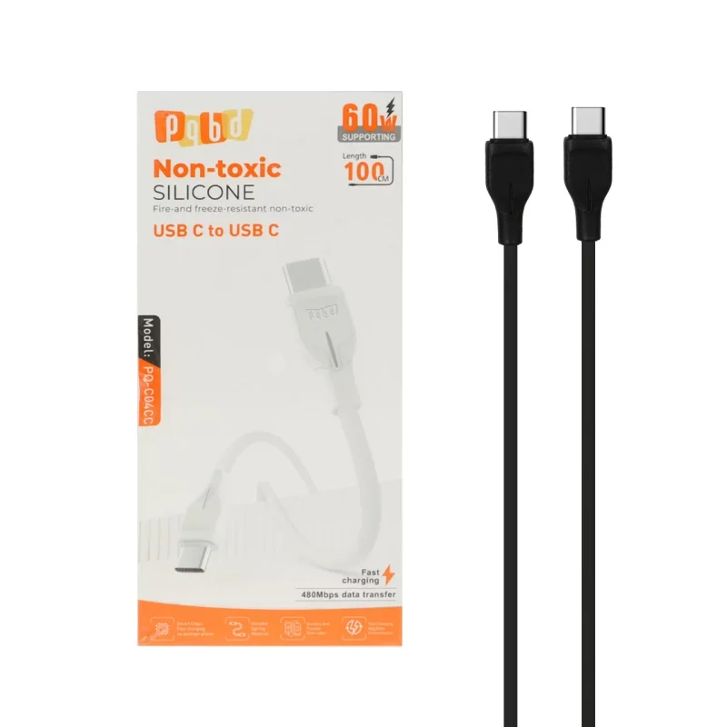 کابل شارژ فست pqbd Type-C To Type-C مدل PQ-C04CC 60W - مشکی - تصویر 2