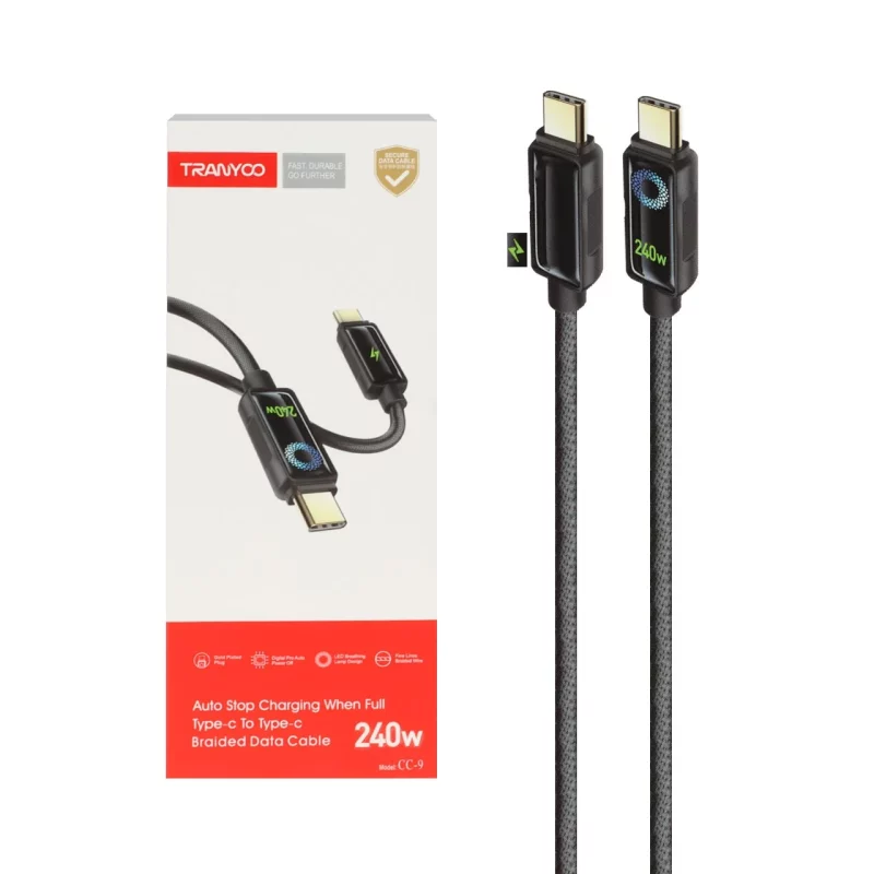 کابل شارژ PD و فست 1.2 متری Tranyoo مدل CC-9 240W - مشکی - تصویر 2