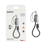 کابل شارژ فست 20 سانتی Nitu Type-C To Type-C و جاسوئیچی مدل NC376 60W - مشکی (گارانتی 18 ماه تعویض نیکان همراه)