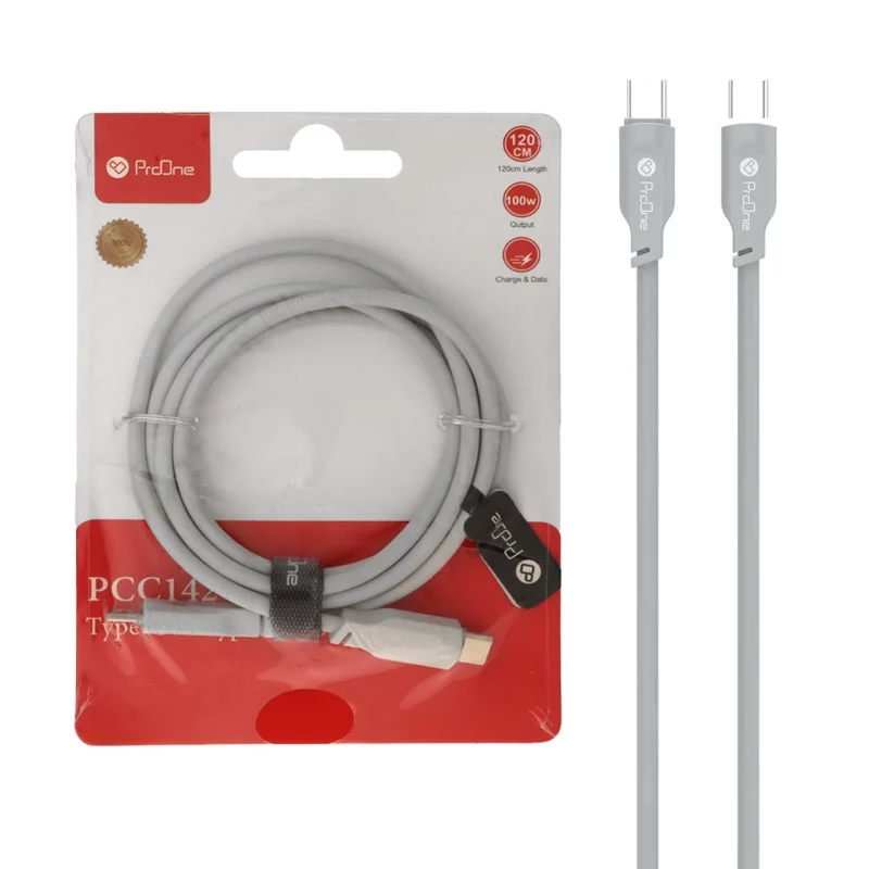 کابل شارژ فست ProOne Type-C To Type-C مدل PCC142 100W - طوسی - تصویر 2