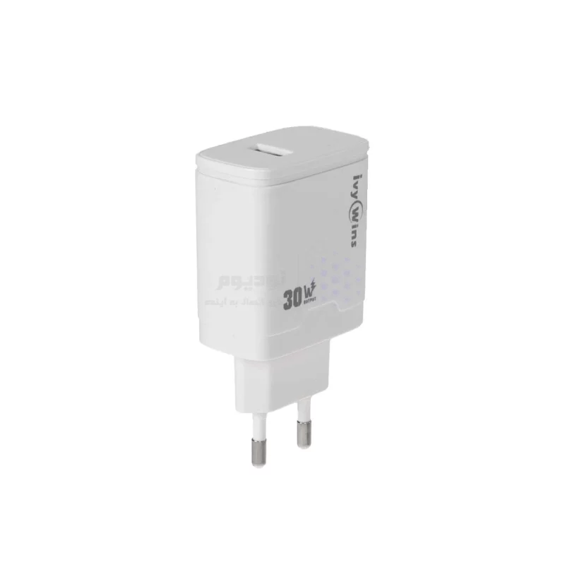 شارژر دیواری فست تک پورت ivy Wins مدل i-013 30W به همراه کابل شارژ Type-C - سفید - تصویر 3