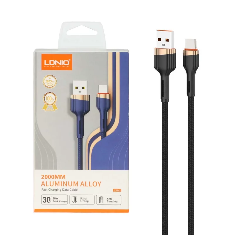 کابل شارژ فست 2 متری LDNIO Type-C مدل LS642 - خاکستری (اصلی) - تصویر 2