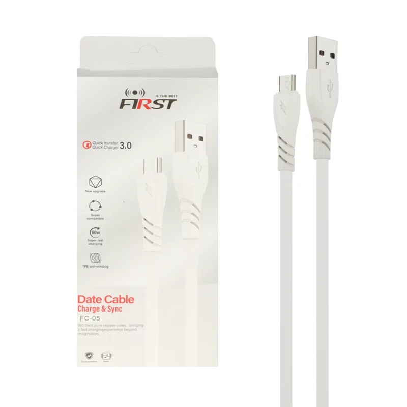 کابل شارژ فست اندروید First مدل FC-05 - سفید -MMS - تصویر 2