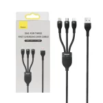 کابل شارژ فست سه کاره 1.2 متری Baseus مدل One For Three 100W - مشکی (گارانتی آونگ)