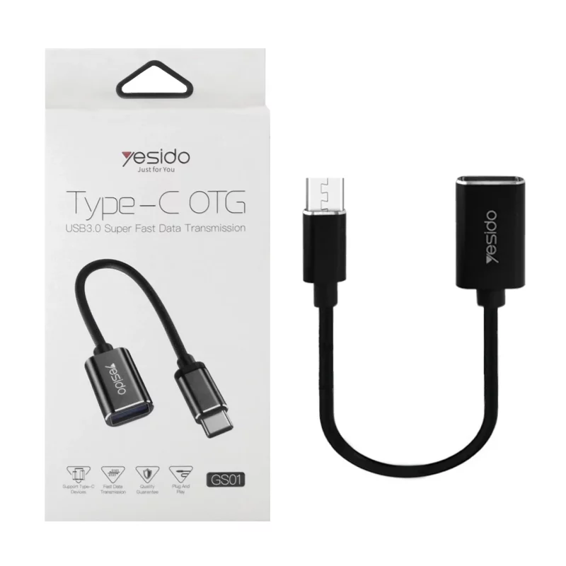 کابل تبدیلyesido OTG Type-C مدل GS01 - مشکی (گارانتی 18 ماه تعویض نیکان همراه) - تصویر 2