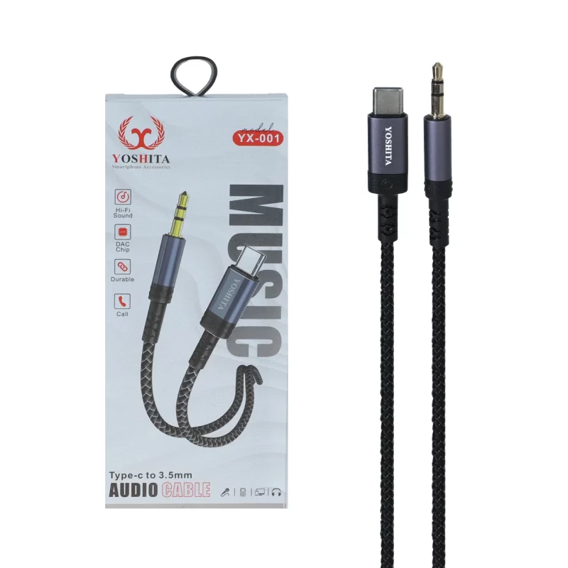 کابل Yoshita Type-C To Aux مدل YX-001 - مشکی - MMS (گارانتی شش ماهه YA) - تصویر 2