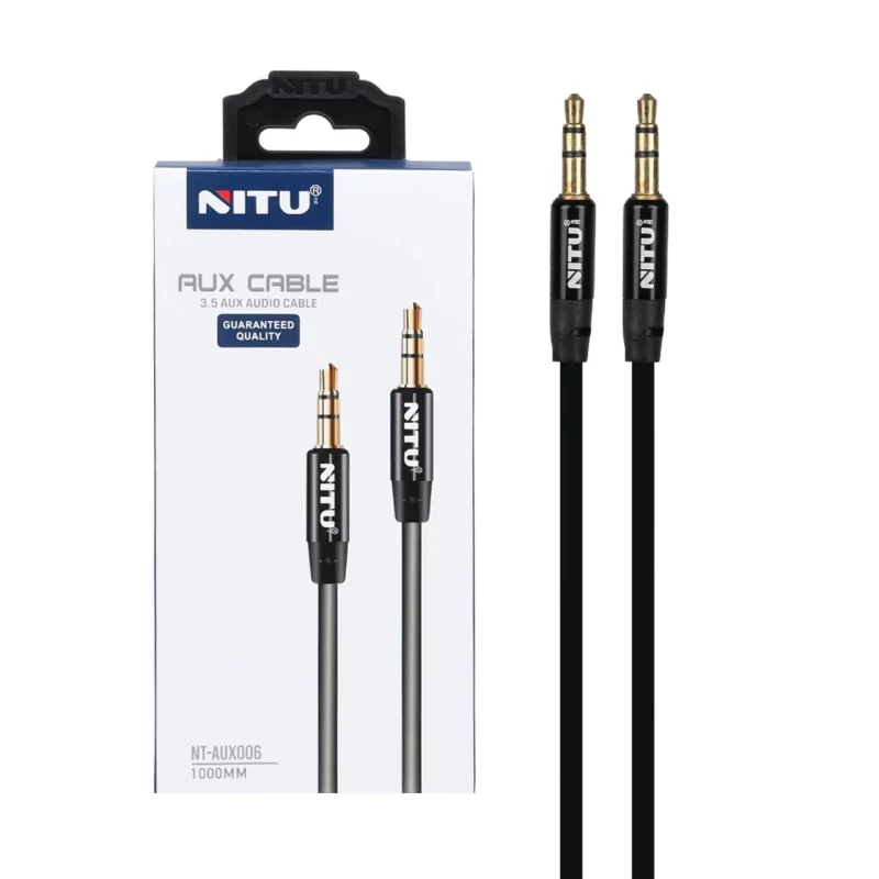 کابل صدا 1 متری NITU AUX مدل 006 - مشکی (گارانتی 18 ماه تعویض نیکان همراه) - تصویر 2