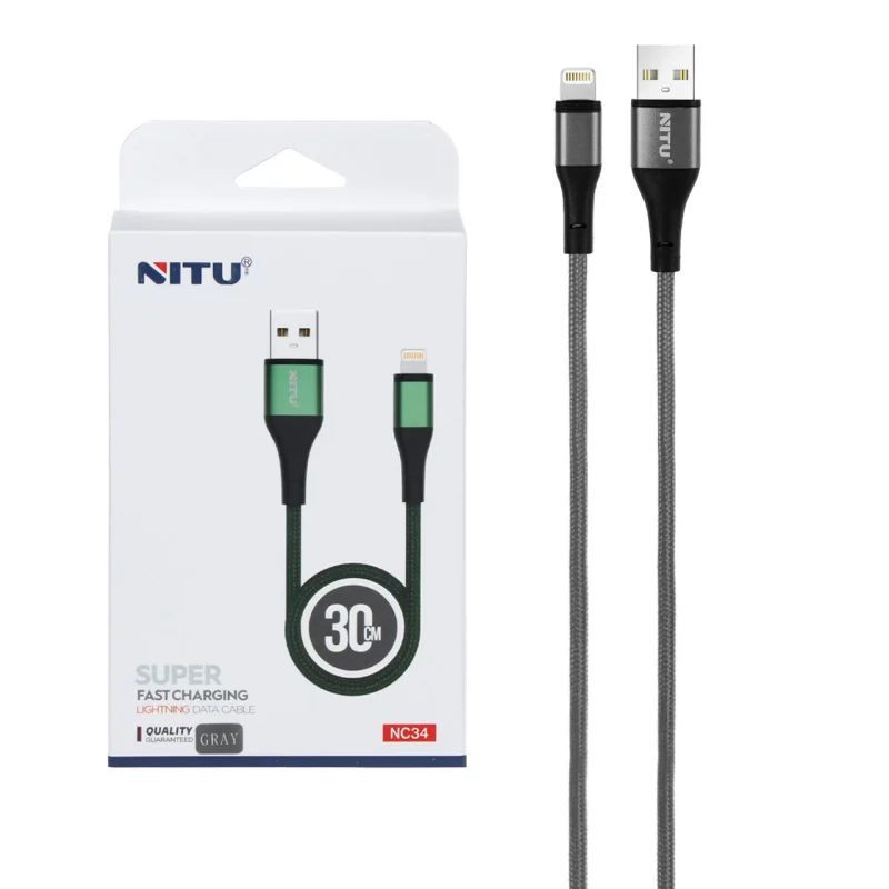 کابل شارژ پاوربانک فست آیفون NITU مدل NC34 - خاکستری (گارانتی 18 ماه تعویض نیکان همراه) - تصویر 2
