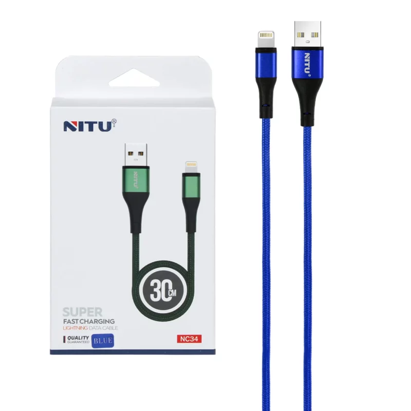 کابل شارژ پاوربانک فست آیفون NITU مدل NC34 - آبی (گارانتی 18 ماه تعویض نیکان همراه) - تصویر 2