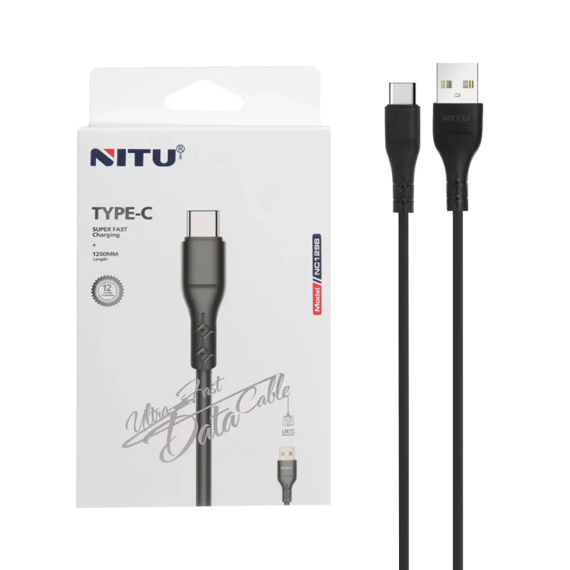 کابل شارژ فست 1.2 متری NITU Type-C مدل NC129B - مشکی (گارانتی 18 ماه تعویض نیکان همراه) - تصویر 2