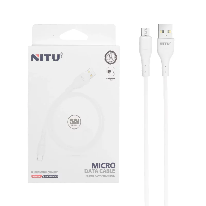 کابل شارژ پاوربانک فست اندروید NITU مدل NC250W - سفید (گارانتی 18 ماه تعویض نیکان همراه) - تصویر 2