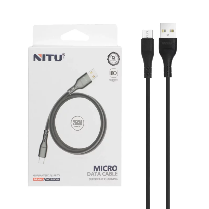 کابل شارژ پاوربانک فست اندروید NITU مدل NC250B - مشکی (گارانتی 18 ماه تعویض نیکان همراه) - تصویر 2