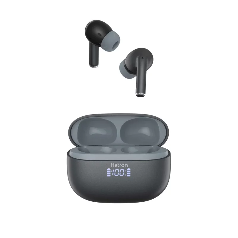 ایرفون بی سیم Hatron مدل HTW410D 4 Mic ANC+ENC - مشکی - تصویر 2