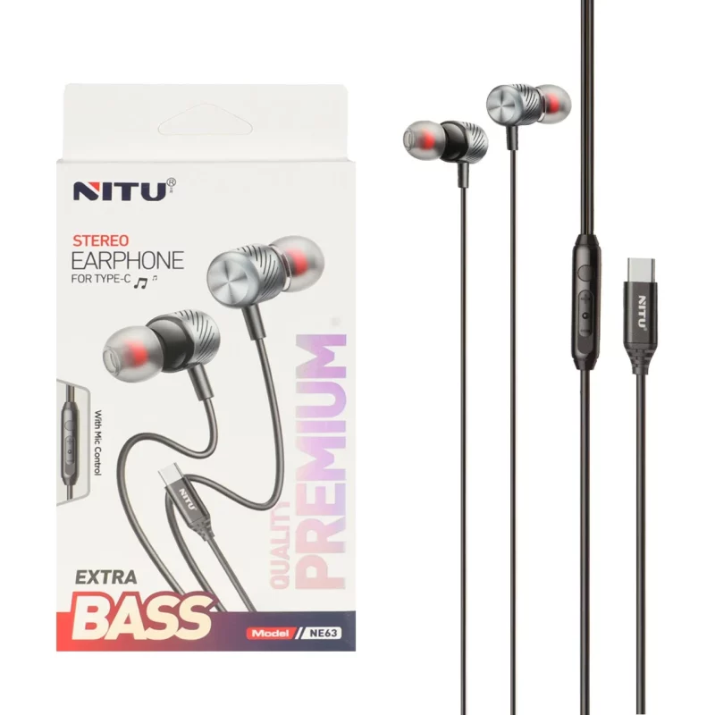 هندزفری باسیم Nitu Type-C مدل NE63 - مشکی (گارانتی 18 ماه تعویض نیکان همراه) - تصویر 2