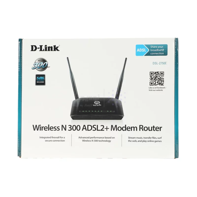 مودم D-Link DSL-2750E Wireless N300 ADSL2+ Modem Router - مشکی (یکساله شرکتی) - تصویر 5