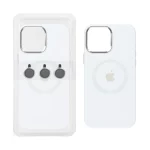 قاب سیلیکونی اورجینال Magsafe با ست محافظ لنز رینگی Apple iPhone 15 Pro Max - سفید (پک دار)