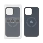قاب سیلیکونی اورجینال Magsafe با ست محافظ لنز رینگی Apple iPhone 15 Pro Max - خاکستری (پک دار)
