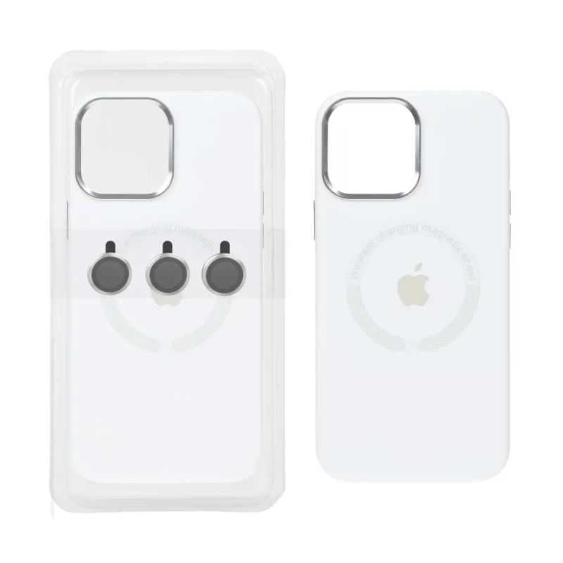 قاب سیلیکونی اورجینال Magsafe با ست محافظ لنز رینگی Apple iPhone 13 Pro - سفید (پک دار) - تصویر 2