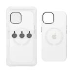 قاب سیلیکونی اورجینال Magsafe با ست محافظ لنز رینگی Apple iPhone 13 / iPhone 14 - سفید (پک دار)