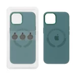 قاب سیلیکونی اورجینال Magsafe با ست محافظ لنز رینگی Apple iPhone 13 / iPhone 14 - سبز ارتشی (پک دار)