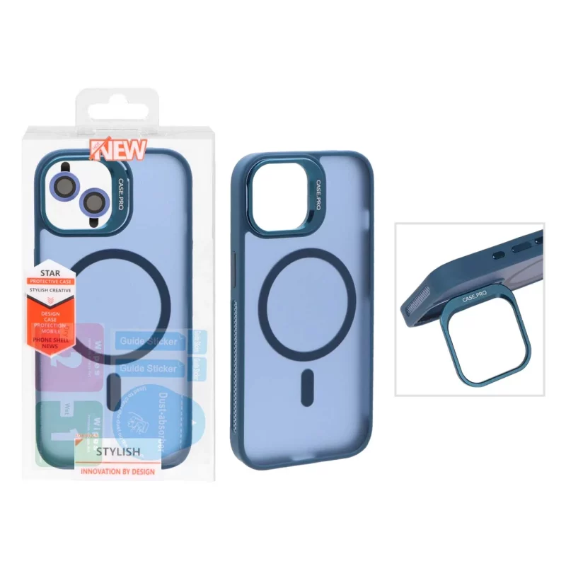 قاب Case Pro لنز آلومینیومی مات Magsafe با ست محافظ لنز رینگی مدل Apple iPhone 13 / iPhone 14 - سرمه ای (پک دار) - تصویر 2