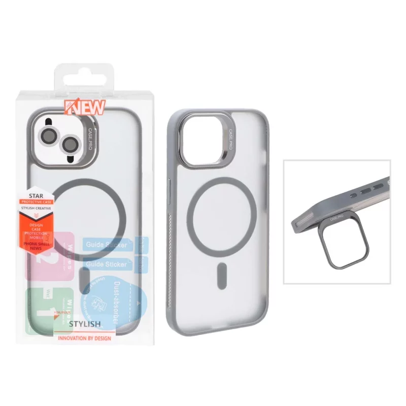 قاب Case Pro لنز آلومینیومی مات Magsafe با ست محافظ لنز رینگی مدل Apple iPhone 13 / iPhone 14 - خاکستری (پک دار) - تصویر 2