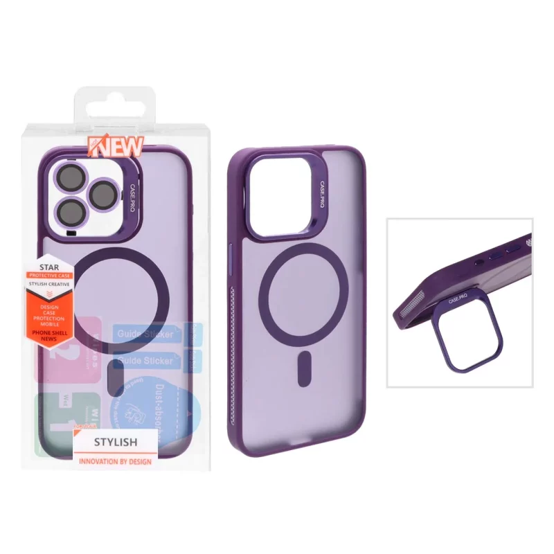 قاب Case Pro لنز آلومینیومی مات Magsafe با ست محافظ لنز رینگی مدل Apple iPhone 13 Pro Max - بنفش (پک دار) - تصویر 2