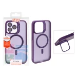 قاب Case Pro لنز آلومینیومی مات Magsafe با ست محافظ لنز رینگی مدل Apple iPhone 15 Pro Max - بنفش (پک دار)