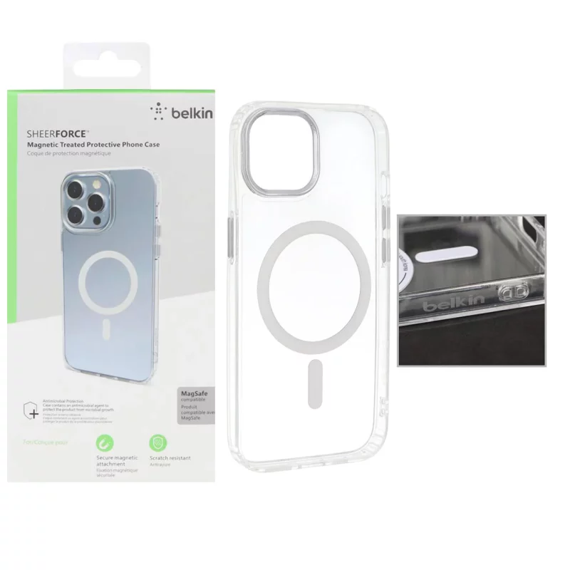 قاب belkin شفاف Magsafe مدل Apple iPhone 15 / iPhone 14 / iPhone 13 (پک دار) - تصویر 2