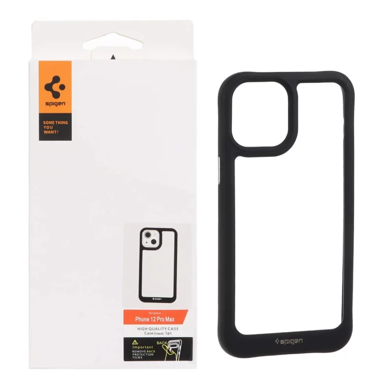 قاب اورجینال Spigen مدل Apple iPhone 12 Pro Max - شفاف مشکی - تصویر 2