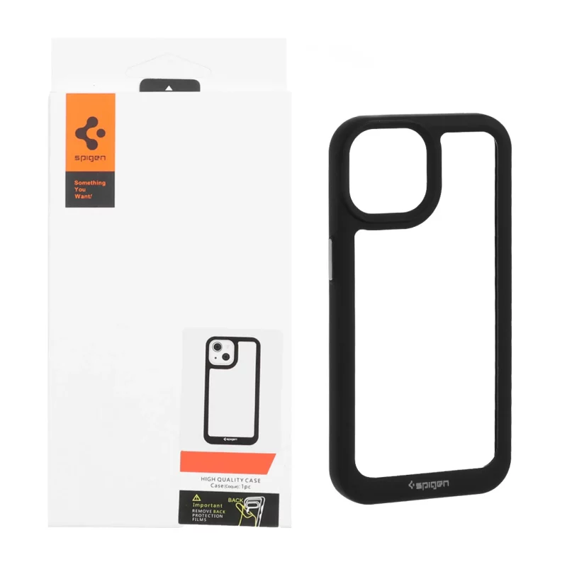 قاب اورجینال Spigen مدل Apple iPhone 15 / iPhone 14 / iPhone 13 - شفاف مشکی - تصویر 2
