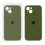 قاب سیلیکونی پاک کنی محافظ لنزدار اورجینال Apple iPhone 13 / iPhone 14 - سبز زیتونی (پک اصلی)