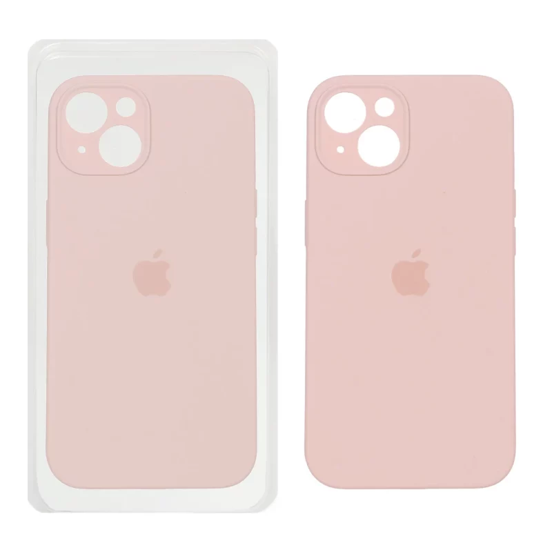 قاب سیلیکونی پاک کنی محافظ لنزدار اورجینال Apple iPhone 13 / iPhone 14 - صورتی چرک (پک اصلی) - تصویر 2