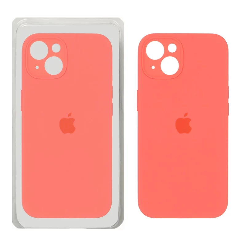 قاب سیلیکونی پاک کنی محافظ لنزدار اورجینال Apple iPhone 13 / iPhone 14 - نارنجی فانتزی (پک اصلی) - تصویر 2