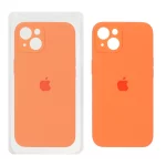قاب سیلیکونی پاک کنی محافظ لنزدار اورجینال Apple iPhone 13 / iPhone 14 - نارنجی کد 1 (پک اصلی)