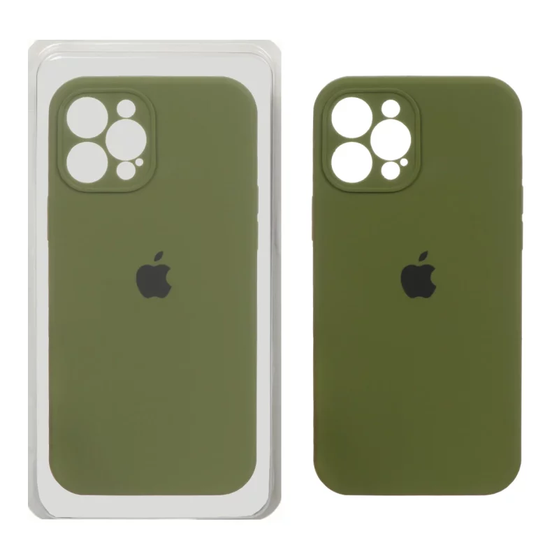 قاب سیلیکونی پاک کنی محافظ لنزدار اورجینال Apple iPhone 12 Pro Max - سبز زیتونی (پک اصلی) - تصویر 2