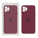 قاب سیلیکونی پاک کنی محافظ لنزدار اورجینال Apple iPhone 11 Pro Max - زرشکی (پک اصلی)