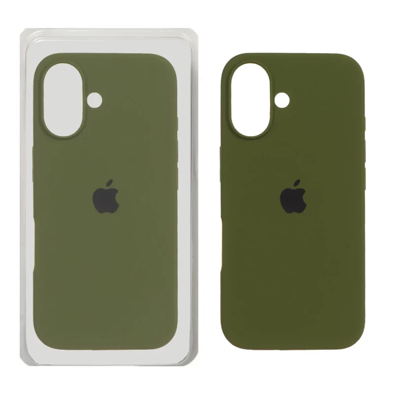 قاب سیلیکونی پاک کنی اورجینال Apple iPhone 16 - سبز زیتونی (پک اصلی) - تصویر 2