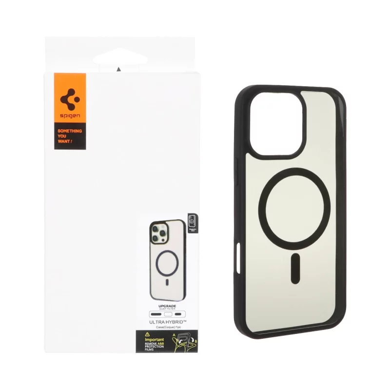 قاب اورجینال Magsafe Spigen با توری اسپیکر فلزی Apple iPhone 16 Pro Max - مشکی (پک دار) - تصویر 2
