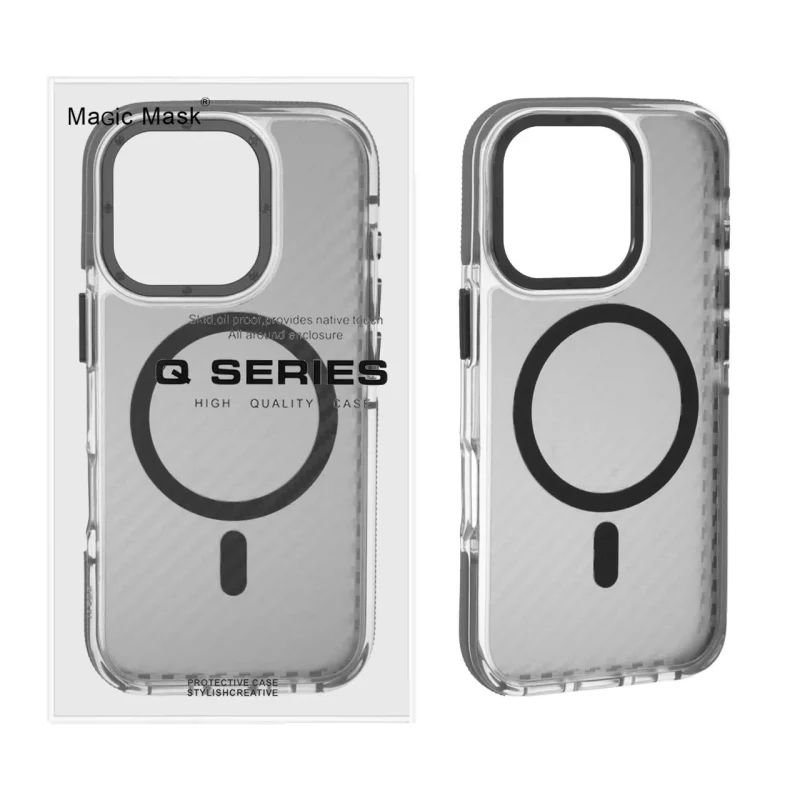 قاب اورجینال Q Series پشت کربن MagSafe مدل Apple iPhone 16 Pro - خاکستری (پک دار) - تصویر 2