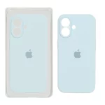 قاب سیلیکونی پاک کنی محافظ لنزدار اورجینال Apple iPhone 16 - آبی کبریتی (پک اصلی)