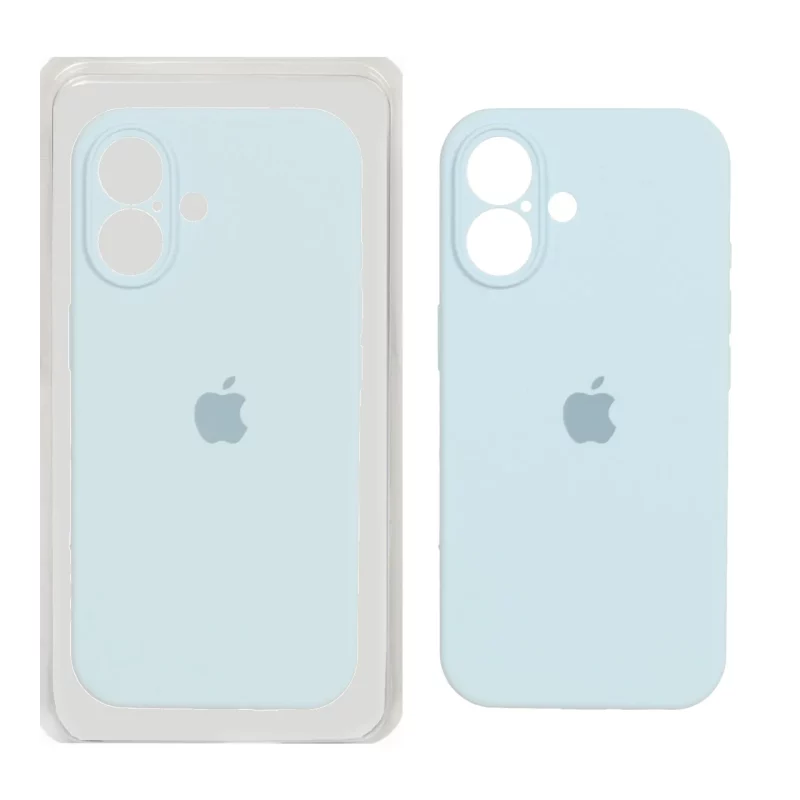 قاب سیلیکونی پاک کنی محافظ لنزدار اورجینال Apple iPhone 16 - آبی کبریتی (پک اصلی) - تصویر 2