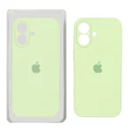 قاب سیلیکونی پاک کنی محافظ لنزدار اورجینال Apple iPhone 16 - سبز مغز پسته ای (پک اصلی)