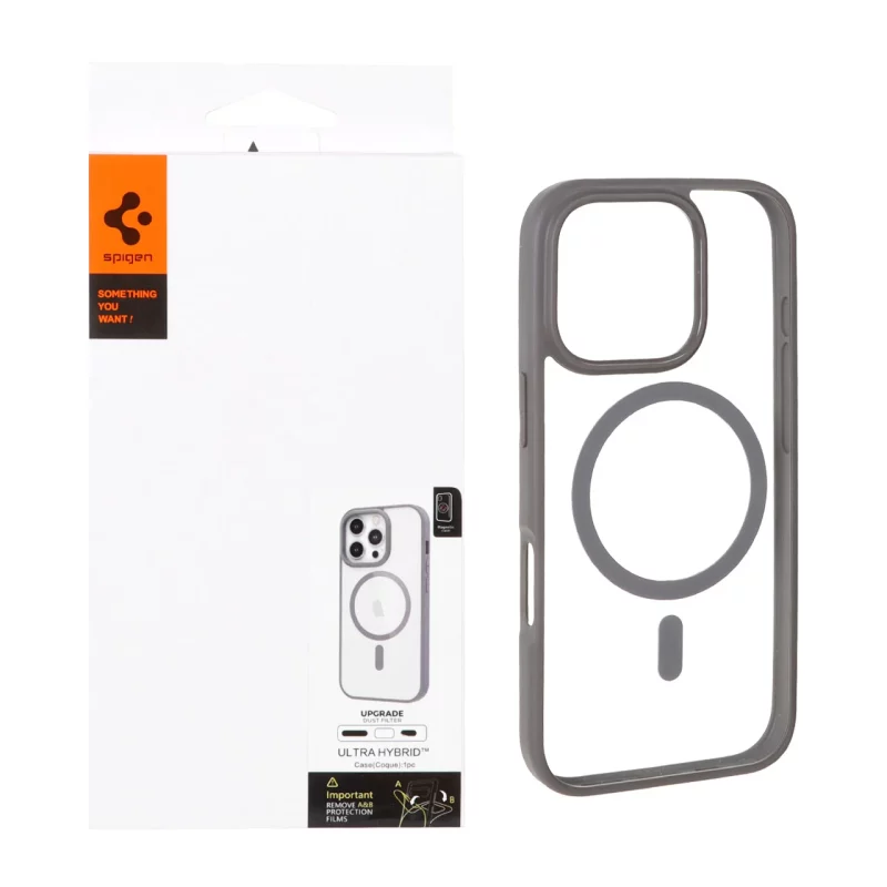 قاب اورجینال Magsafe Spigen با توری اسپیکر فلزی Apple iPhone 16 Pro - طوسی (پک دار) - تصویر 2