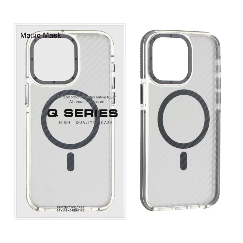 قاب اورجینال Q Series پشت کربن MagSafe مدل Apple iPhone 15 Pro Max - خاکستری (پک دار) - تصویر 2