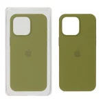 قاب سیلیکونی پاک کنی اورجینال Apple iPhone 15 Pro Max - سبز زیتونی (پک اصلی)